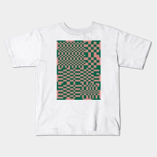 Checkerboard Pattern - Green Orange Kids T-Shirt